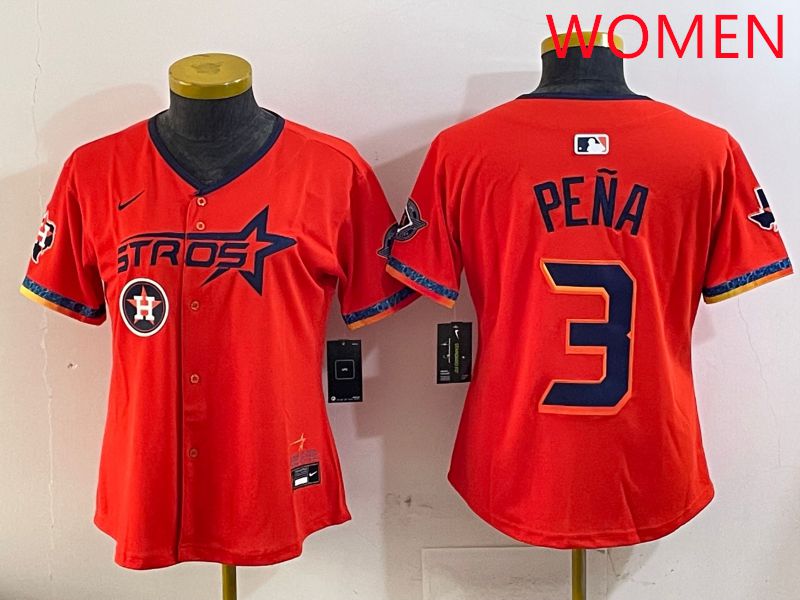 Women Houston Astros #3 Pena Orange Fourth generation Joint Name Nike 2025 MLB Jersey style 7